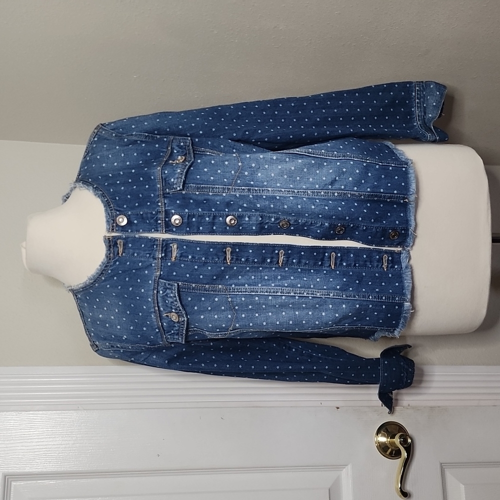 Kensie polka dot jean jacket